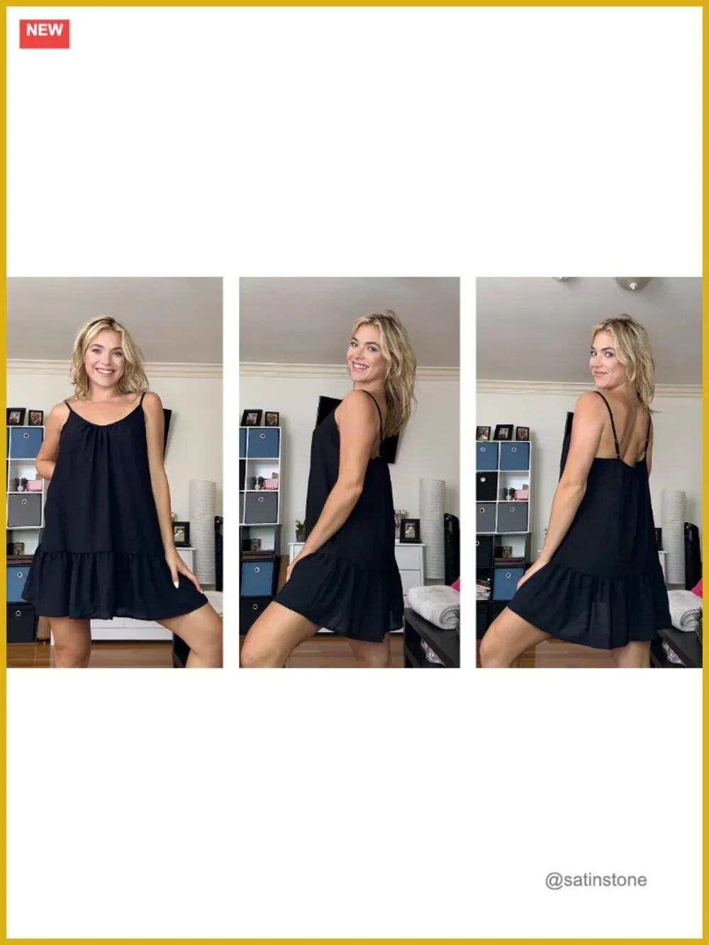 Women Beach Cover Up Dress Spaghetti Strap Ruffle Hem Summer Sundress